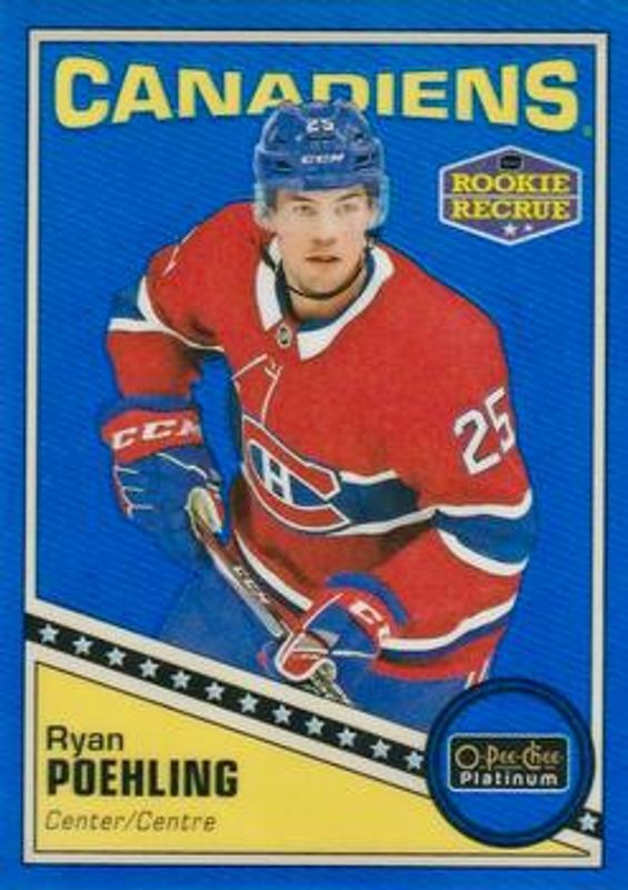Ryan Poehling 2019 O-Pee-Chee Platinum #R-56 Retro Blue - Rainbow /149 Rookie RAW