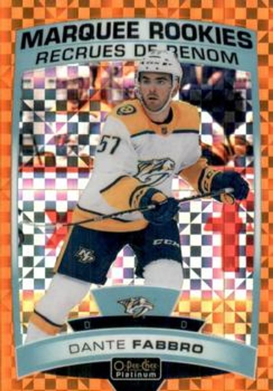Dante Fabbro 2019 O-Pee-Chee Platinum #183 Orange Checkers /25 Rookie RAW