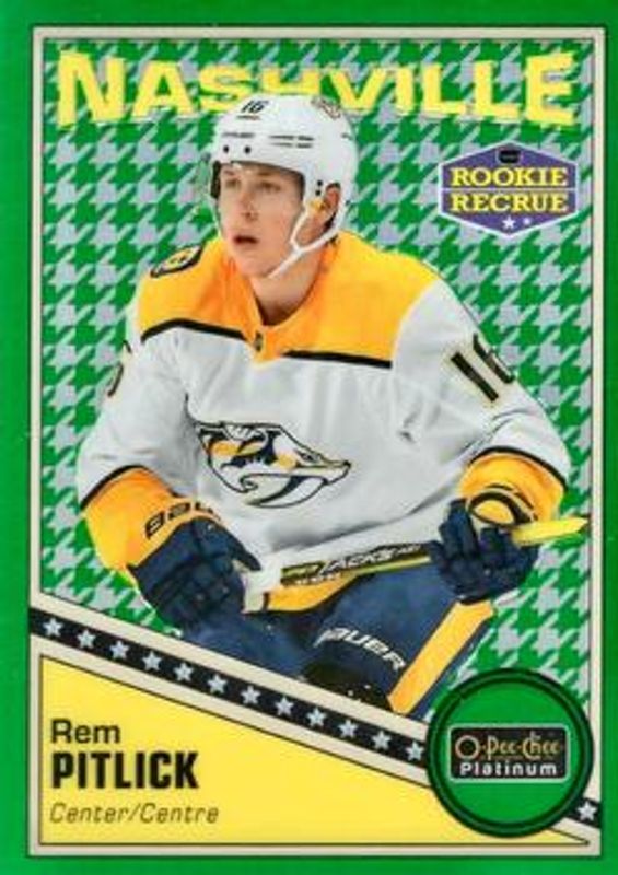 Rem Pitlick 2019 O-Pee-Chee Platinum #R-53 Retro Green Houndstooth /15 Rookie RAW