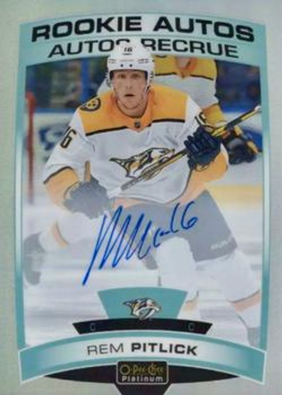 Rem Pitlick 2019 O-Pee-Chee Platinum #R-PI Rookie Autos - Rainbow RAW