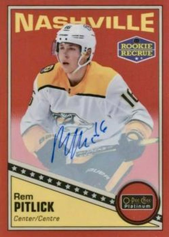 Rem Pitlick 2019 O-Pee-Chee Platinum #R-53 Retro Red Rainbow Autos Rookie RAW
