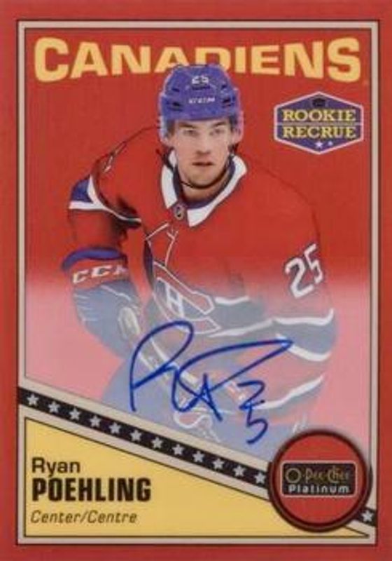 Ryan Poehling 2019 O-Pee-Chee Platinum #R-56 Retro Red Rainbow Autos Rookie RAW