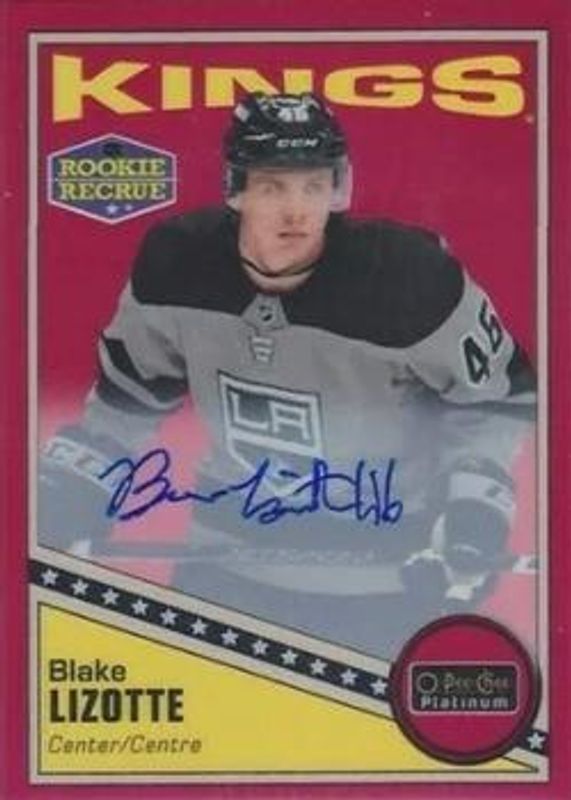 Blake Lizotte 2019 O-Pee-Chee Platinum #R-89 Retro Red Rainbow Autos Rookie RAW