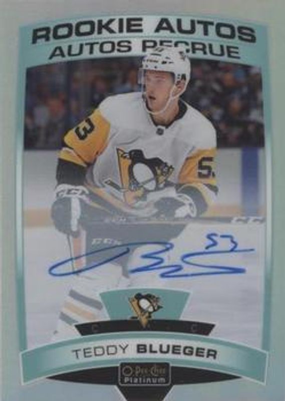 Teddy Blueger 2019 O-Pee-Chee Platinum #R-TB Rookie Autos - Rainbow RAW