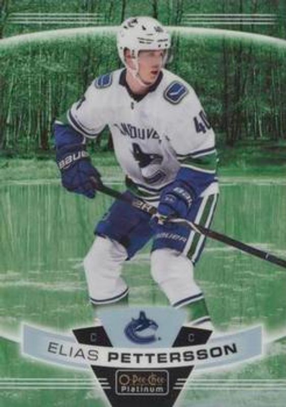 Elias Pettersson 2019 O-Pee-Chee Platinum #129 Pond Hockey Green RAW