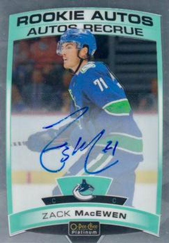 Zack MacEwen 2019 O-Pee-Chee Platinum #R-ZM Rookie Autos RAW