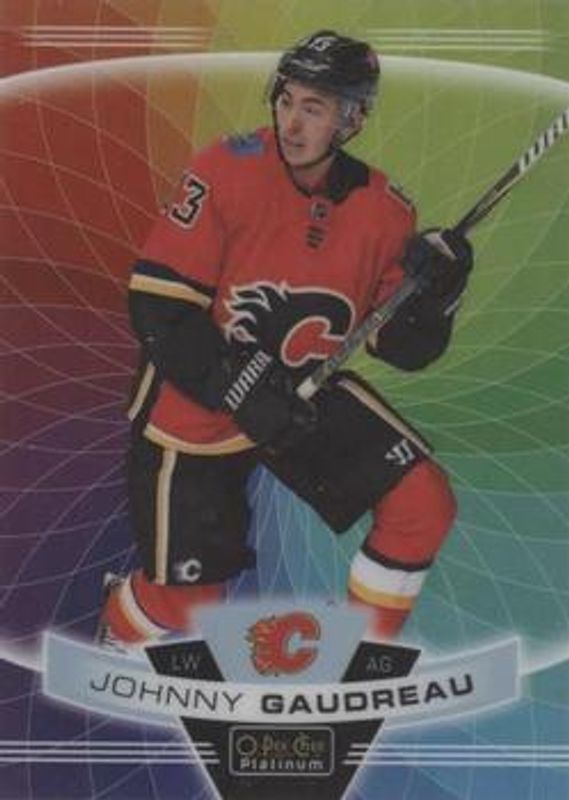 Johnny Gaudreau 2019 O-Pee-Chee Platinum #135 Rainbow Color Wheel RAW