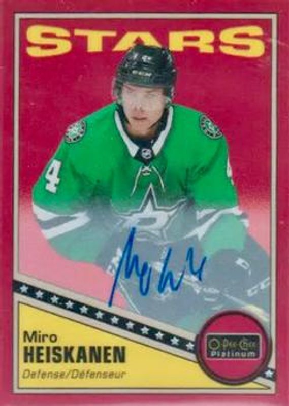 Miro Heiskanen 2019 O-Pee-Chee Platinum #R-43 Retro Red Rainbow Autos RAW