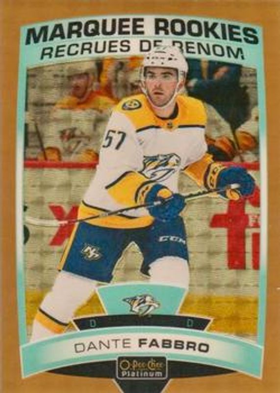Dante Fabbro 2019 O-Pee-Chee Platinum #183 Golden Treasures /1 Rookie RAW