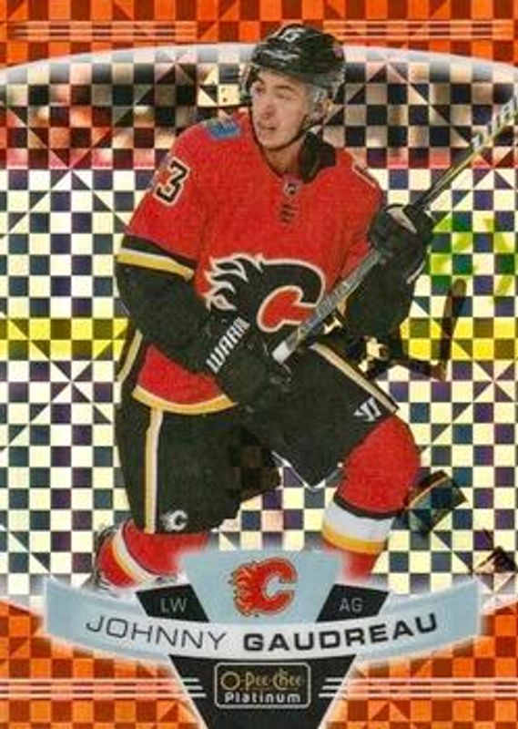 Johnny Gaudreau 2019 O-Pee-Chee Platinum #135 Orange Checkers /25 RAW