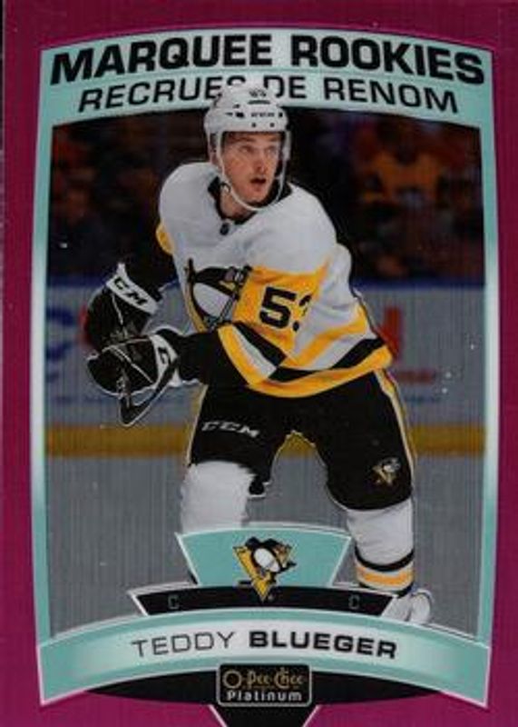 Teddy Blueger 2019 O-Pee-Chee Platinum #156 Matte Pink Rookie RAW