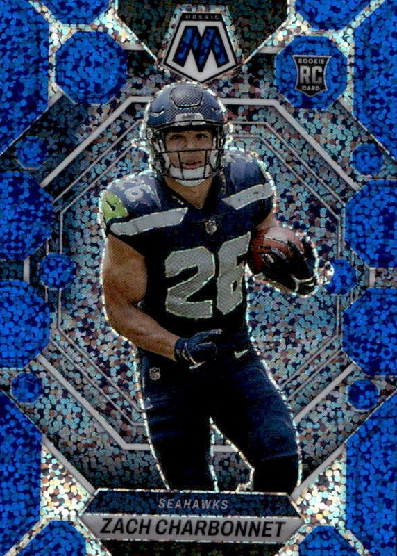 Zach Charbonnet 2023 Mosaic #379 Blue Sparkle /96 Rookie PSA 10