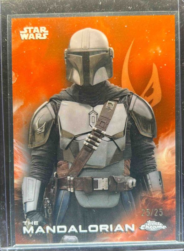 The Mandalorian 2025 Topps Chrome Star Wars #181 Rebel Orange Orange Refractor /25 RAW