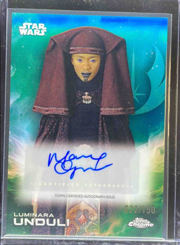 2025 Topps Chrome Star Wars #A-MO Autographs - Skywalker Blue Refractor /150