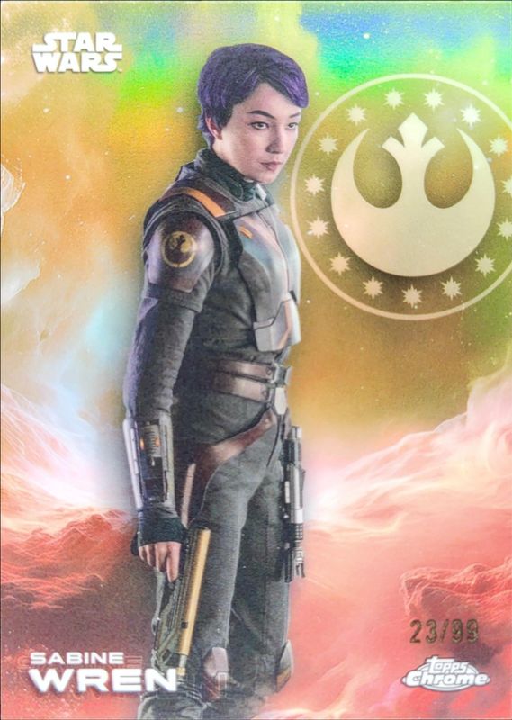 Sabine Wren 2025 Topps Chrome Star Wars #160 Kashyyyk Green Refractor /99 RAW