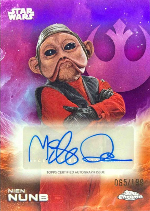 2025 Topps Chrome Star Wars #A-MQ Autographs - Kamino Purple Refractor /199
