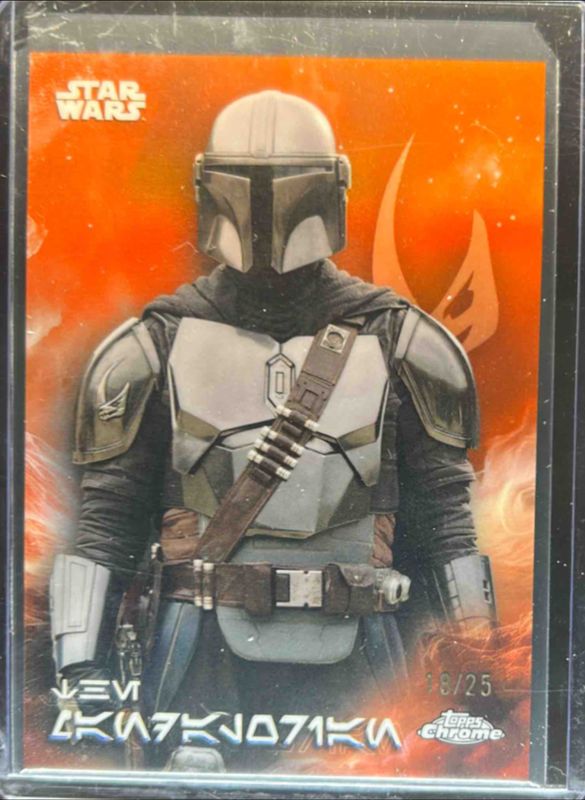 The Mandalorian 2025 Topps Chrome Star Wars #AV-181 Aurebesh Variation - Rebel Orange Orange Refractor /25 RAW