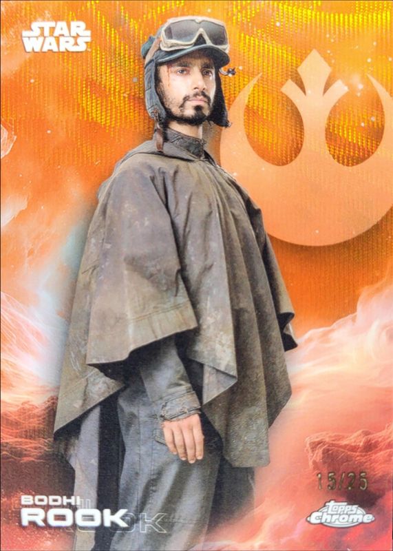 Bodhi Rook 2025 Topps Chrome Star Wars #12 Rebel Orange Wave Refractor /25 RAW