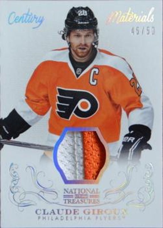 Claude Giroux 2013 National Treasures #CM-CGX Century Materials Jersey Prime /50 RAW