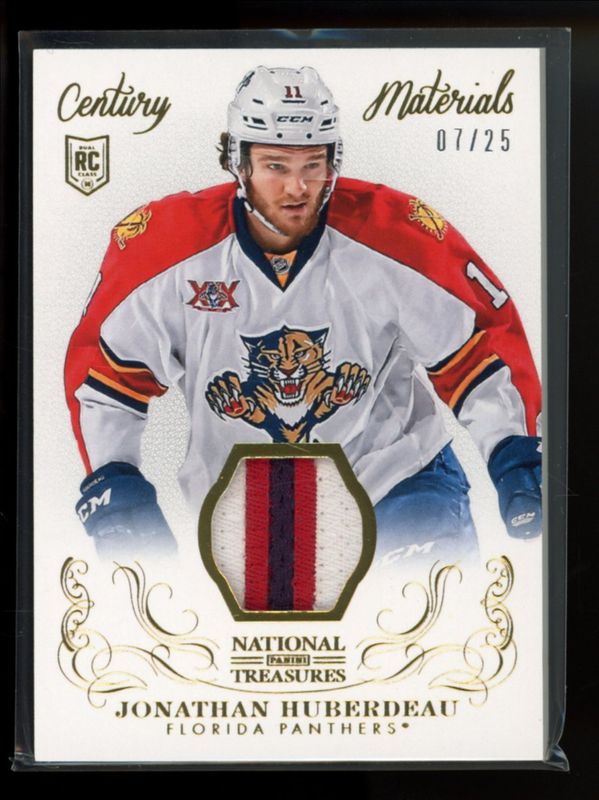 Jonathan Huberdeau 2013 National Treasures #CM-JH Century Materials Jersey Patch /25 Rookie RAW