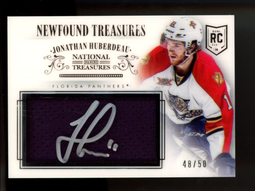 Jonathan Huberdeau 2013 National Treasures #NT-JH Newfound Treasures Materials Autographs /50 Rookie RAW