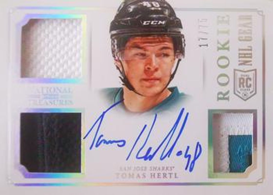 Tomas Hertl 2013 National Treasures #RG-THE NHL Rookie Gear Autographs /75 RAW