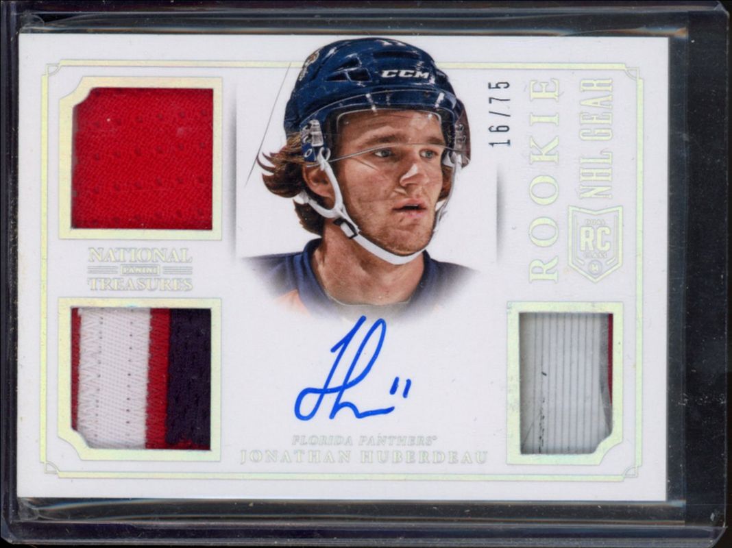 Jonathan Huberdeau 2013 National Treasures #RG-JH NHL Rookie Gear Autographs /75 RAW