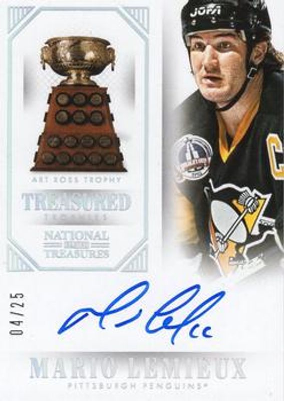 Mario Lemieux 2013 National Treasures #AR-ML Treasured Trophies Autographs Art Ross /25 RAW