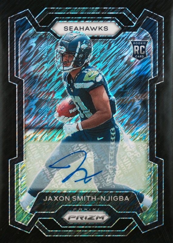 Jaxon Smith-Njigba 2023 Prizm #390 Rookie Autographs - Black Shimmer /1 RAW