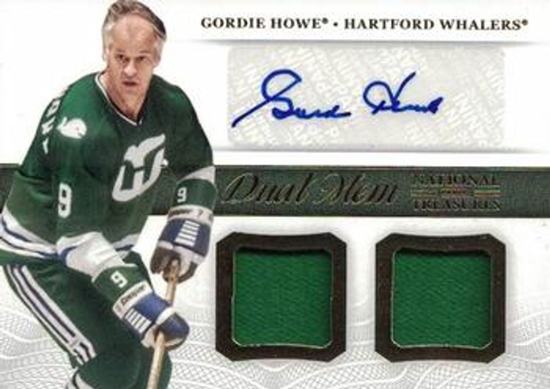 Gordie Howe 2013 National Treasures #DM-GH Dual Memorabilia Autographs RAW