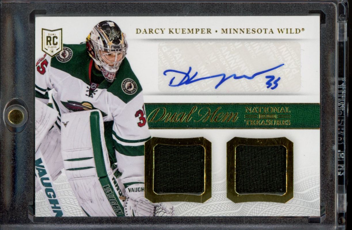 Darcy Kuemper 2013 National Treasures #DM-DKU Dual Memorabilia Autographs Rookie RAW