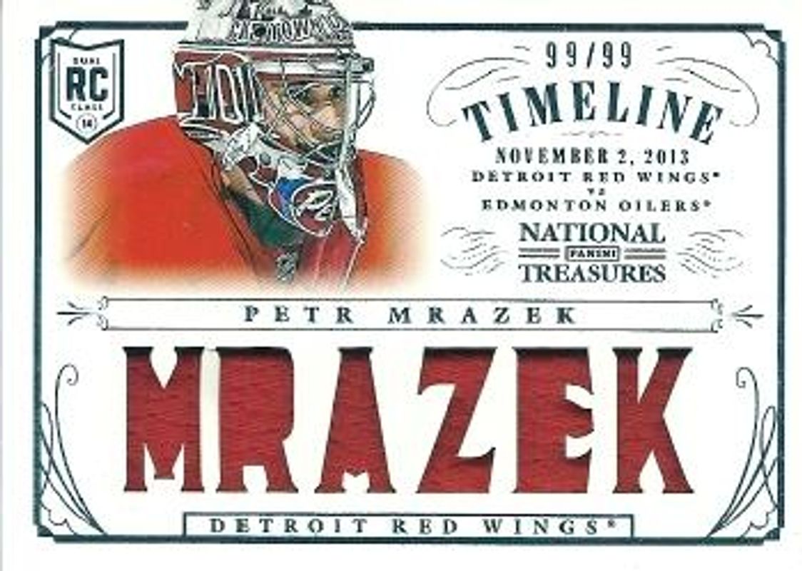 Petr Mrazek 2013 National Treasures #RT-PMR Rookie Timeline Jerseys /99 RAW