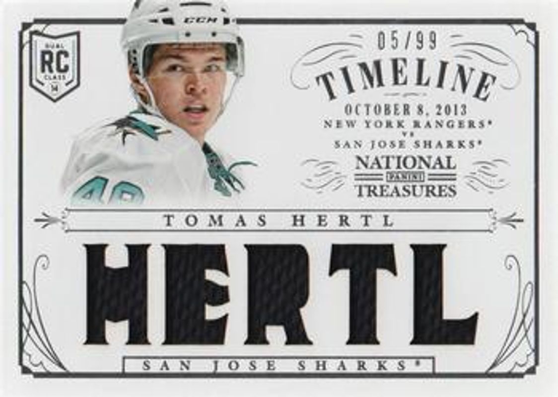 Tomas Hertl 2013 National Treasures #RT-THE Rookie Timeline Jerseys /99 RAW