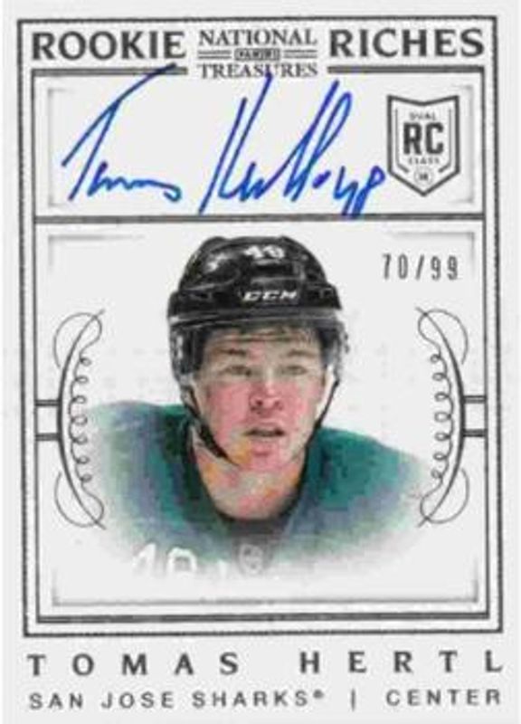 Tomas Hertl 2013 National Treasures #RR-THE Rookie Riches Autographs /99 RAW