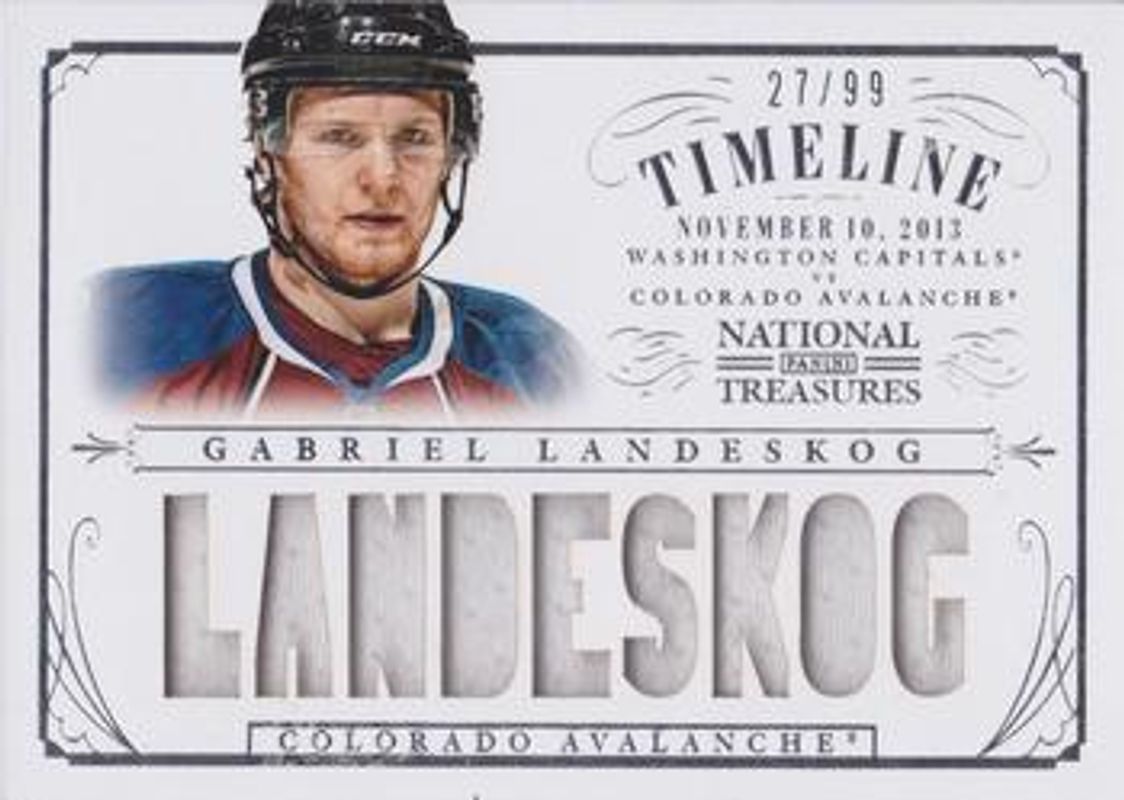 Gabriel Landeskog 2013 National Treasures #T-GL Timeline Jerseys /99 RAW