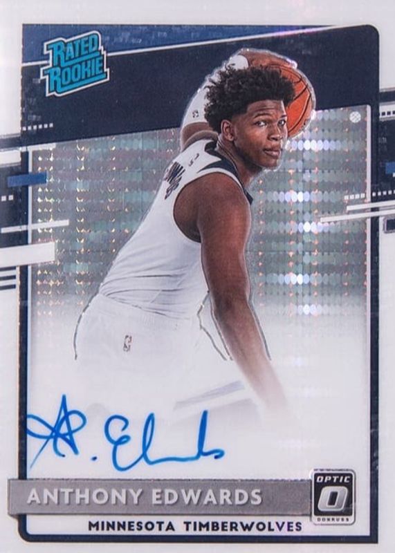 Anthony Edwards 2020 Optic #151 Rated Rookie Signatures - Pulsar /19 RAW