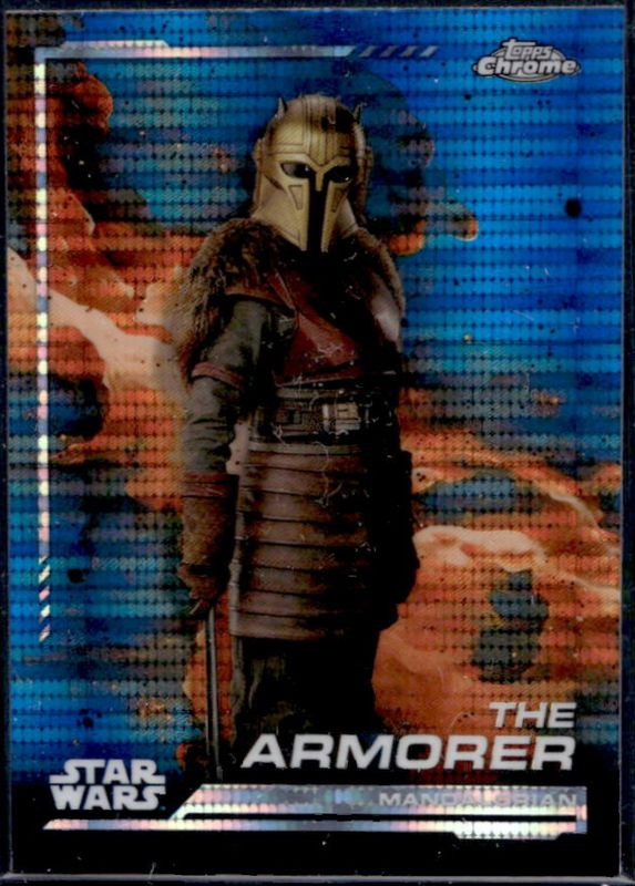 The Armorer 2024 Topps Chrome Star Wars #39 Blue Blaster Pulsar Refractor RAW