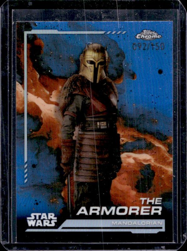 The Armorer 2024 Topps Chrome Star Wars #39 Skywalker Blue Refractor /150 RAW