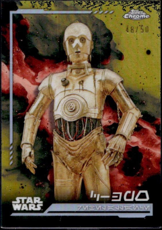 C-3 2024 Topps Chrome Star Wars #AV-109 Aurebesh Variation - Gold Refractor /50 RAW