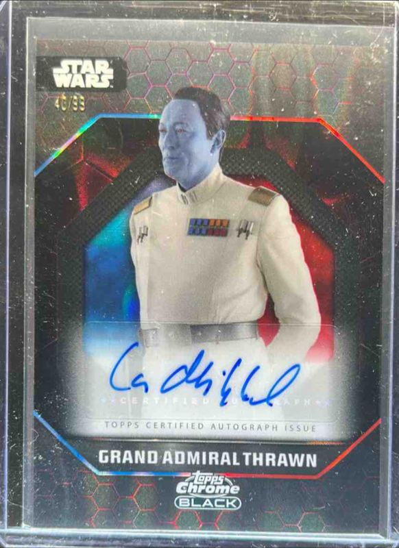 2024 Topps Chrome Black Star Wars #ADS-LM Dark Side Autographs - Blue Red Lava Refractor /99