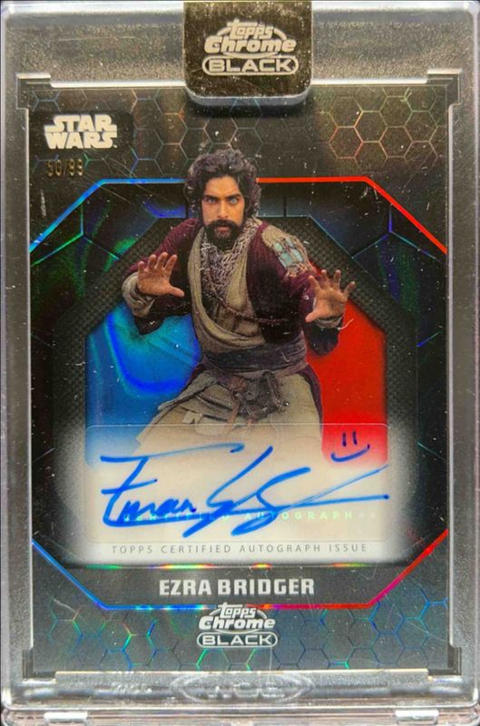 2024 Topps Chrome Black Star Wars #ALS-EE Light Side Autographs - Blue Red Lava Refractor /99