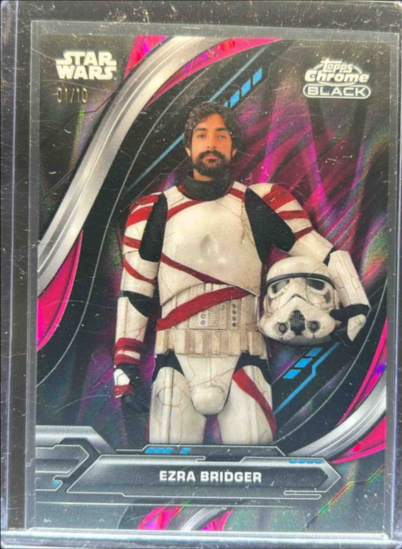 Ezra Bridger 2024 Topps Chrome Black Star Wars #9 Magenta Ray Wave Refractor /10 RAW