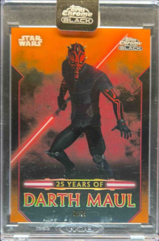 Darth Maul 2024 Topps Chrome Black Star Wars #DM-15 25 Years of Darth Maul - Orange Refractor /25 RAW