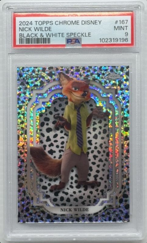 Nick Wilde 2024 Topps Chrome Disney #167 Black & White Speckle /101 RAW