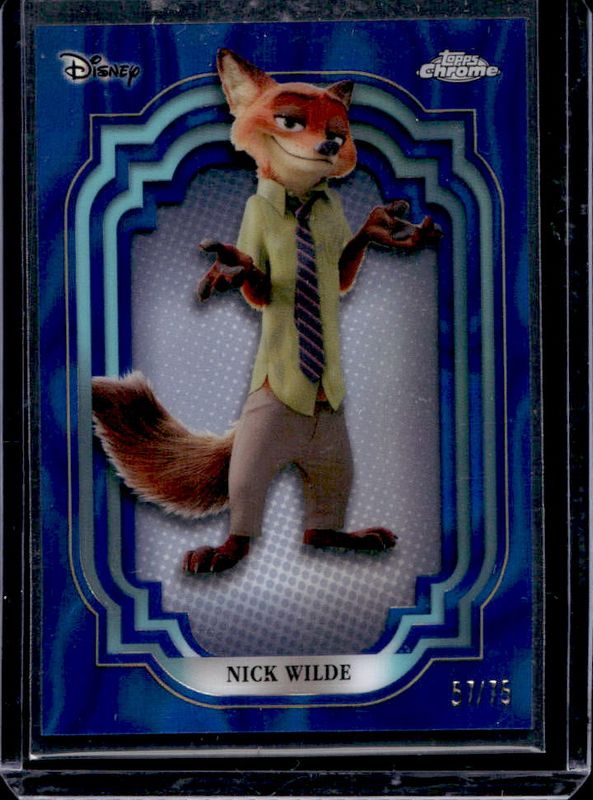 Nick Wilde 2024 Topps Chrome Disney #167 Blue Lava Refractor /75 RAW
