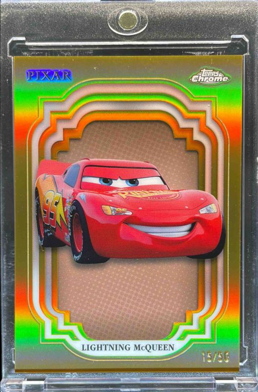 Lightning McQueen 2024 Topps Chrome Disney #116 Gold Refractor /50 RAW