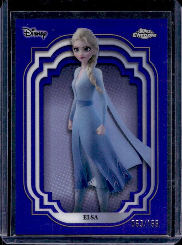 Elsa 2024 Topps Chrome Disney #153 Purple Refractor /199 RAW