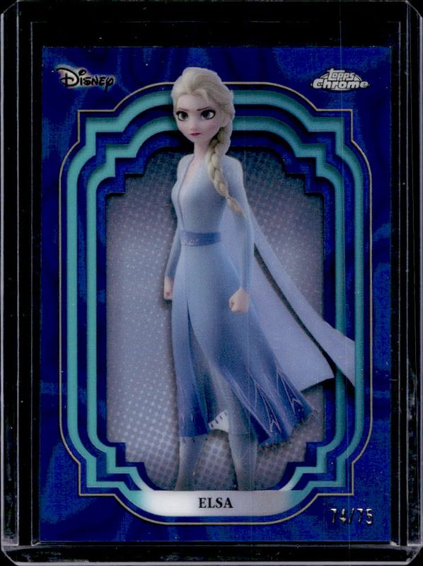 Elsa 2024 Topps Chrome Disney #153 Blue Lava Refractor /75 RAW
