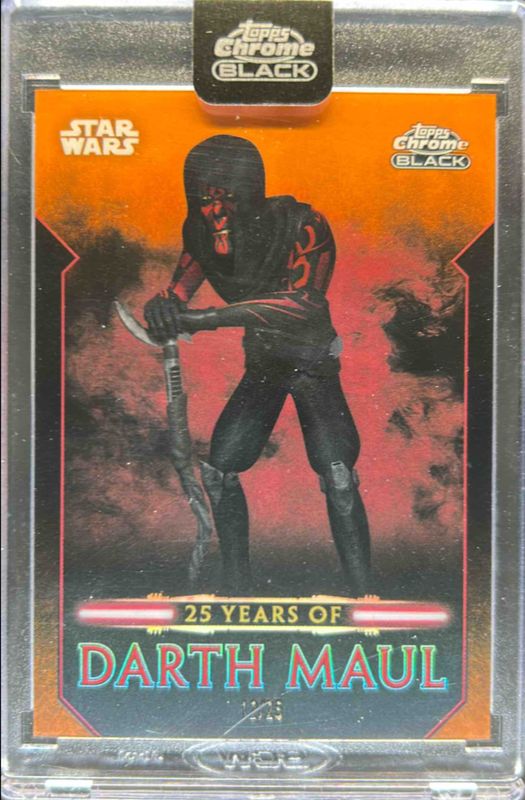 Darth Maul 2024 Topps Chrome Black Star Wars #DM-13 25 Years of Darth Maul - Orange Refractor /25 RAW
