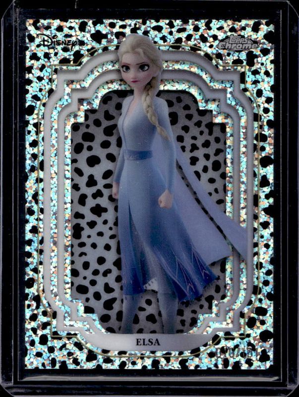 Elsa 2024 Topps Chrome Disney #153 Black & White Speckle /101 RAW